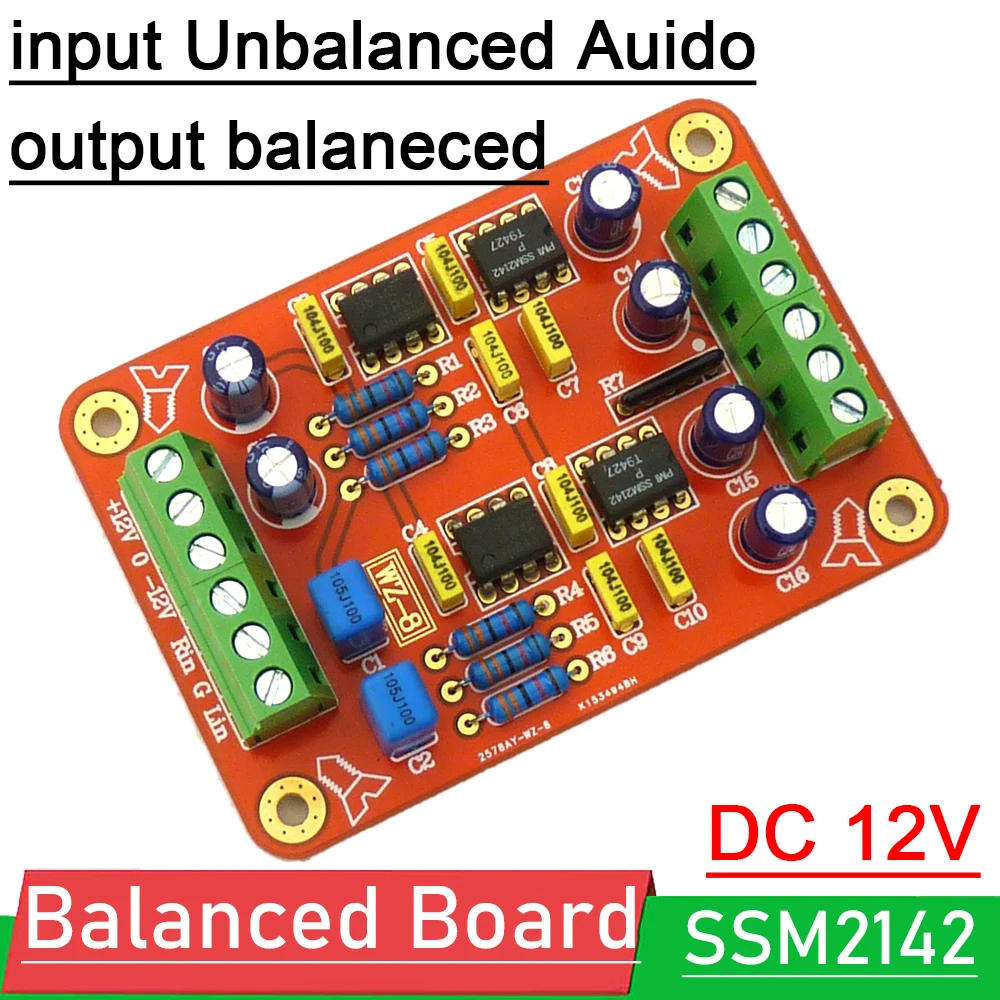 Desequilibrado para Placa Equilibrada Rca Sinal para Xlr Sinal Entrada Desequilibrada Auido Saída Balanceada Estéreo de Dois Canais Ssm2142