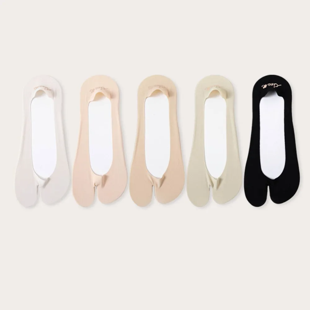 

5 Pairs New Breathable Split Toe Socks Soft Cotton Invisible Two Toe Socks Ultra Thin Liner Boat Ankle Socks Women Ladies