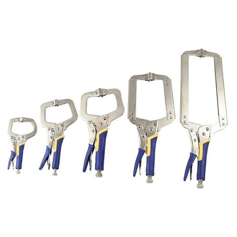 Industrial Grade C Style Locking Pliers 10Inch Flat Jaw Clamping Tool