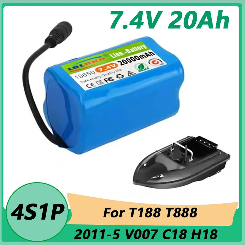 2025 НОВЫЙ аккумулятор 7,4 В 20000 мАч для T188 T888 2011-5 V007 C18 H18 So on с дистанционным управлением, детали лодки с рыболовной приманкой на радиоуправлении 2025 НОВЫЙ аккумулятор 7,4 В 20000 мАч для T188 T888 2011-5 V007 C18 H18 So on с дистанционным управлением, детали лодки с рыболовной приманкой на радиоуправлении