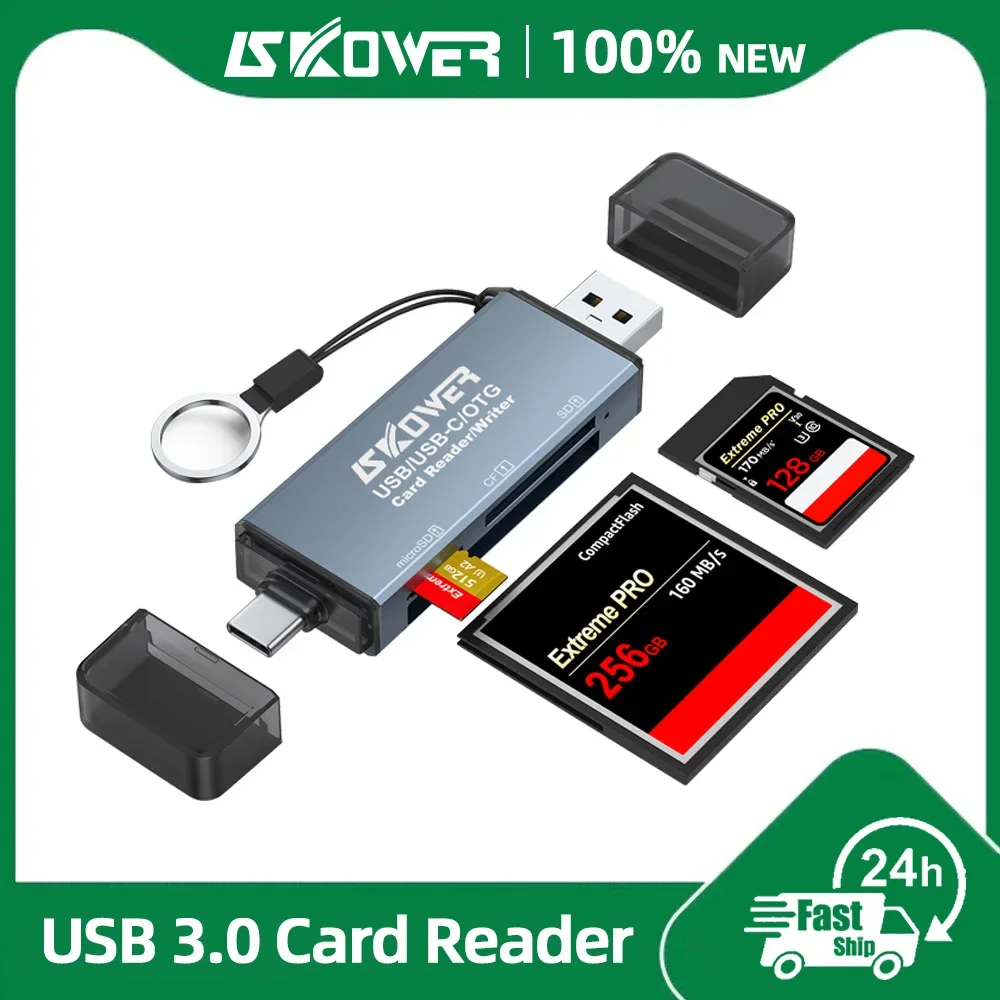 SKOWER Hochgeschwindigkeits-Typ-C-Kartenleser USB 3.0 Micro SD TF CF Karten-Speicheradapter für OTG Mobiltelefon Kamera Laptop