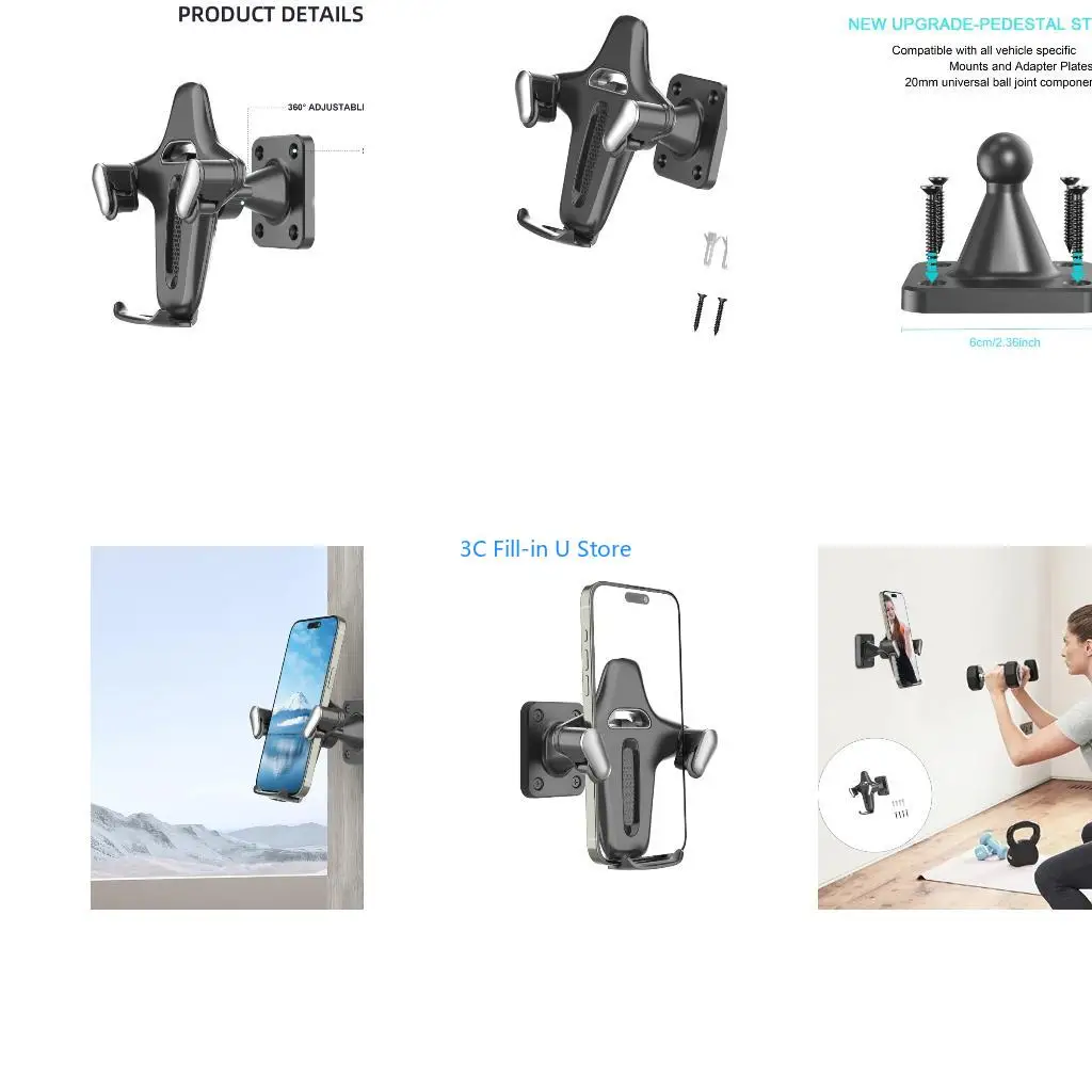 G8TA Space Saving Wall Mount Phone Bracket 360 Degree Rotating For Home Office Use