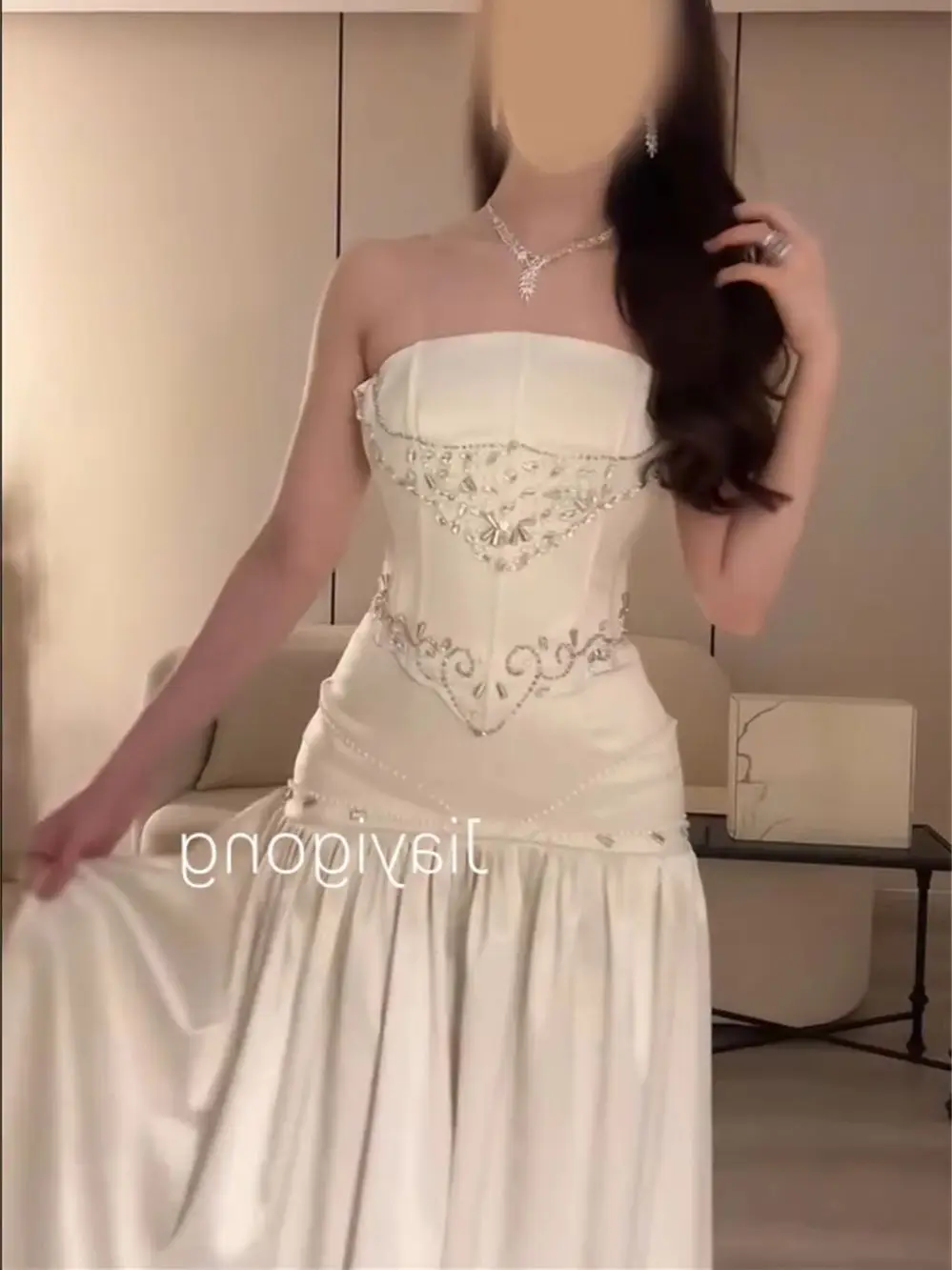 Customized Elegant Evening Dresses Matching Charmeuse Sequined Pattern A-line Strapless Prom Dresses Bespoke Occasion Party Gown