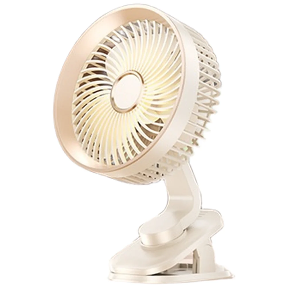 Quiet USB Rechargeable Desktop Fan 5 Adjustable Air Volumes Digital Display 360 Rotation for Workspace Cooling