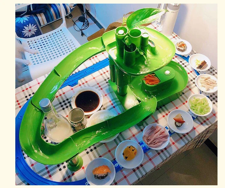 Conveyor Belt Rotary Sushi Toy Household Pretend Play Electric Track High-speed Train Rail Car Simulation Model Cartoon Style