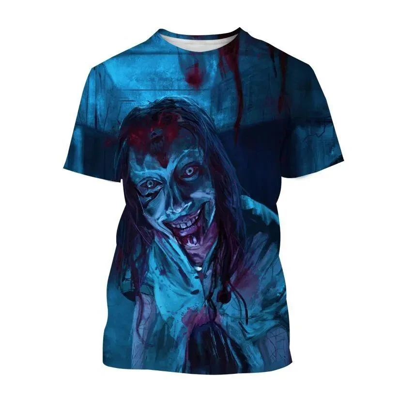 Horror Movie The Evil Dead 3D Print Men T-Shirt Summer Scary Hip-hop Streetwear Fashion Outdoor Breathable Unisex Short Sleeve