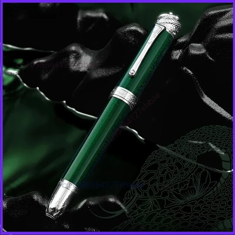 For Hongdian N25 Limited Edition Cobra Year Piston Fountain Pen EF/F Nib Dark Green Metal Resin Cobra Clip Business Student
