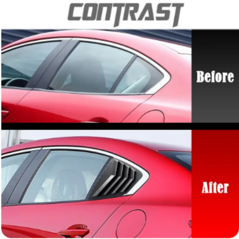 

For Mazda 3 Axela Sedan 2020 - 2023 Car Rear Louver Window Side Shutter Cover Trim Sticker Vent Scoop ABS Carbon Fiber Look