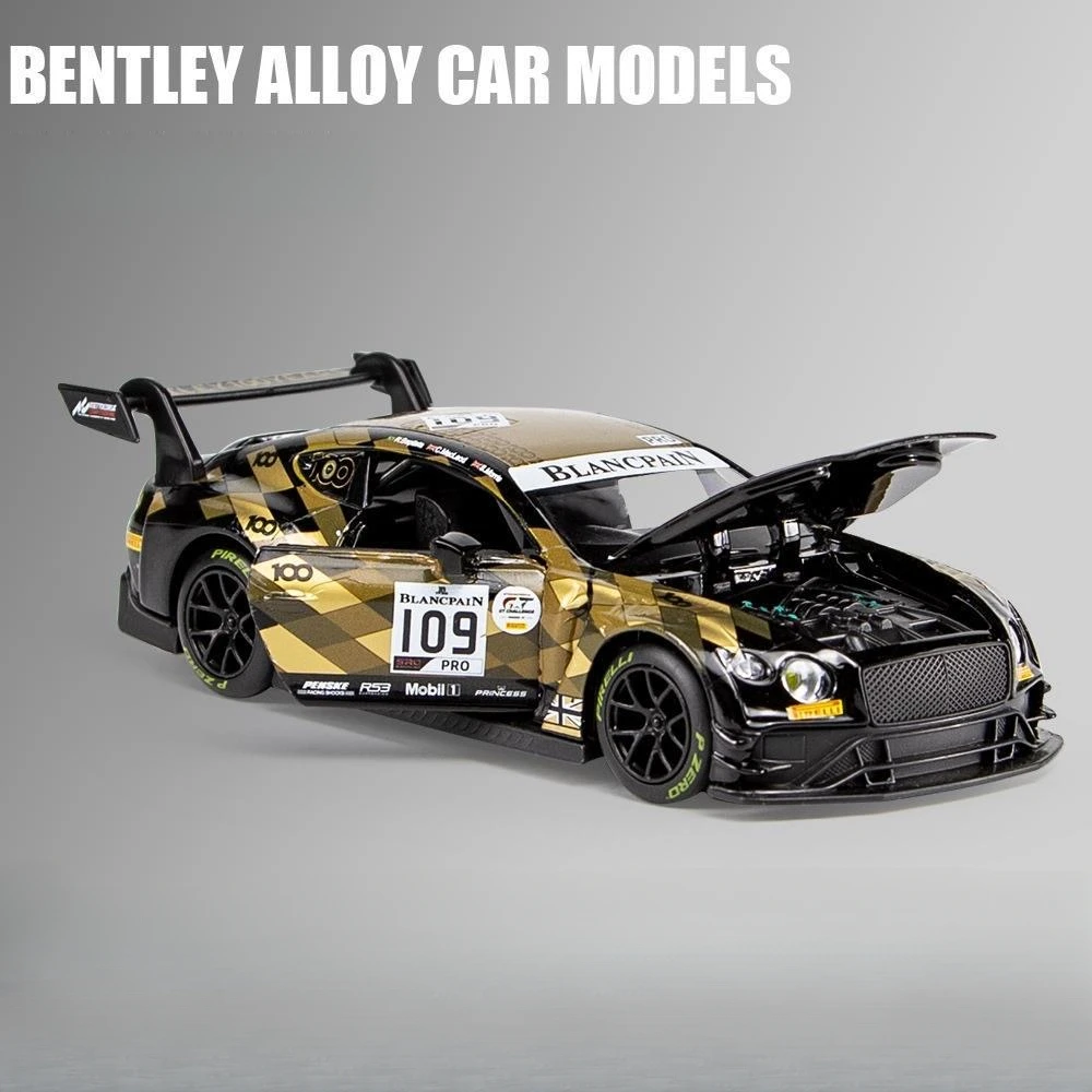 1:32 Scale Bentley Continental GT3 Series Pull-Back Car Alloy Diecast Model Metal Car Model Chritmas Gift for Boys Men