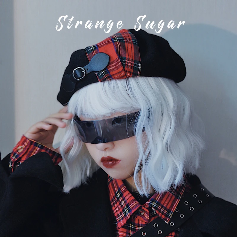 Boinas Lolita femininas doces Boina de marinheiro fofa Boina de lã gótica com baldes adoráveis para outono e inverno