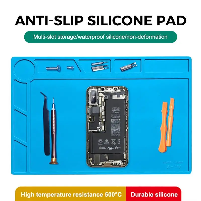 Magnetic Heat Insulation Silicone Soldering Mat Easy to Clean Non-Slip Work Pad for Phone DIY Repair Workshop