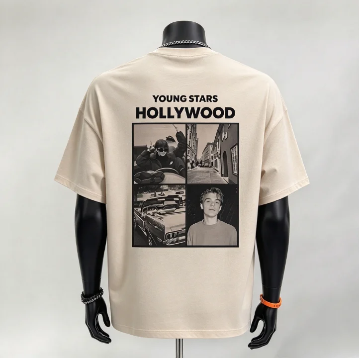 2026 Men Young Stars Hollywood Vintage Street Scene Collage Graphic T Shirt Retro Crewneck Tee