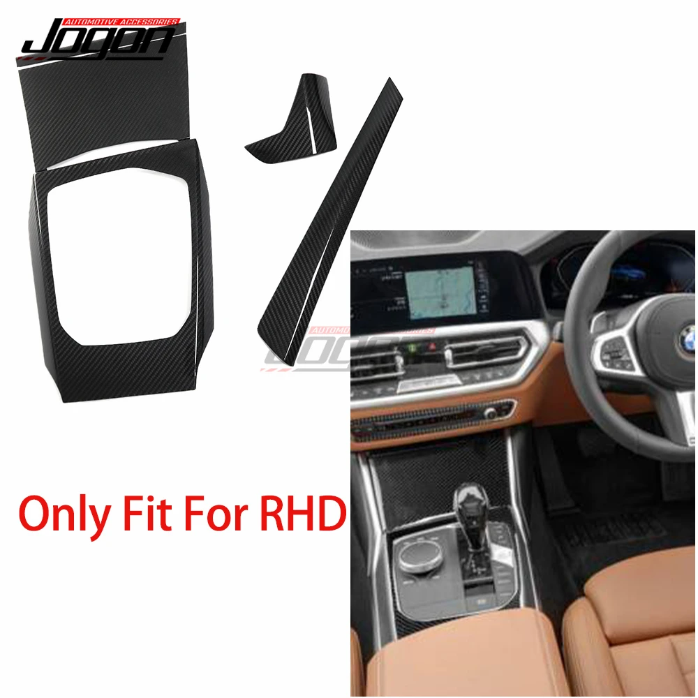 RHD 100%Carbon Fiber Car Central Control Dashboard Gear Shift Panel Multimedia Handrest Trim For BMW 3 4 Series G20 G21 G22 2020