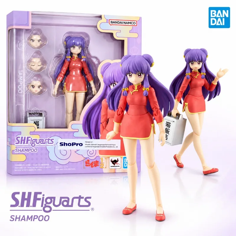 

Bandai Original SHF Ranma 1/2 Shampoo Chinese Cheongsam Dress Version Anime Action Figure Collectible Finished Model Toy
