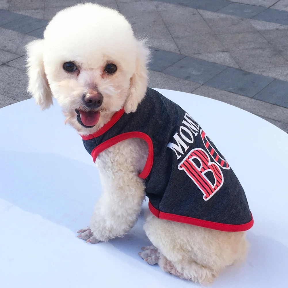 Vestiti estivi per cani stampa di lettere maglia sportiva traspirante per cani vestiti da basket t-shirt per cuccioli camicie per gatti per cani di