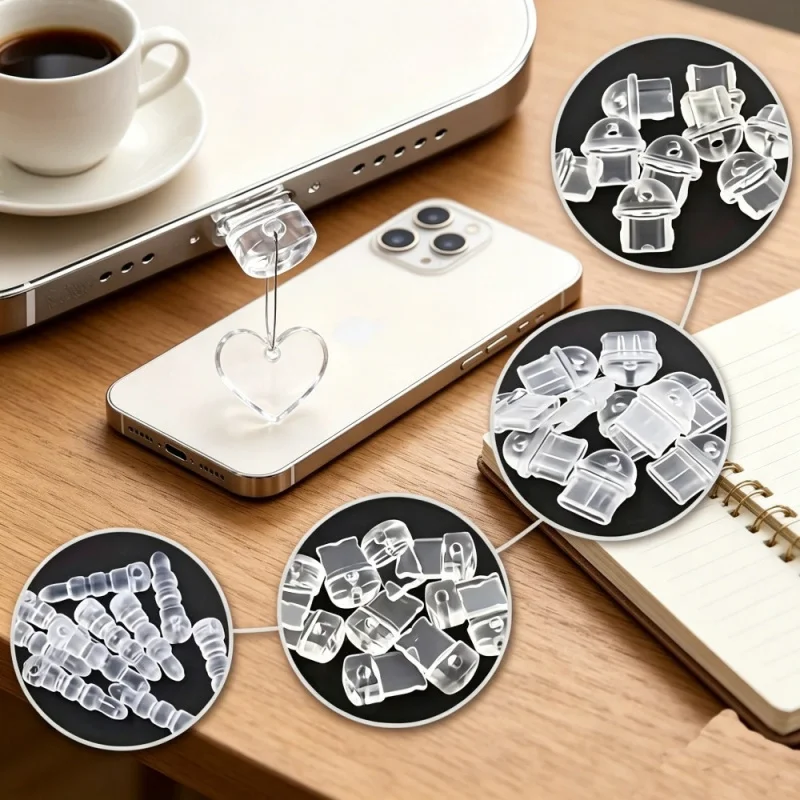 

Transparent DIY Anti-Dust Plug for iOS/Type-C/Micro – Charging Port Cap for iPhone 17/ 16/15, Samsung & Android