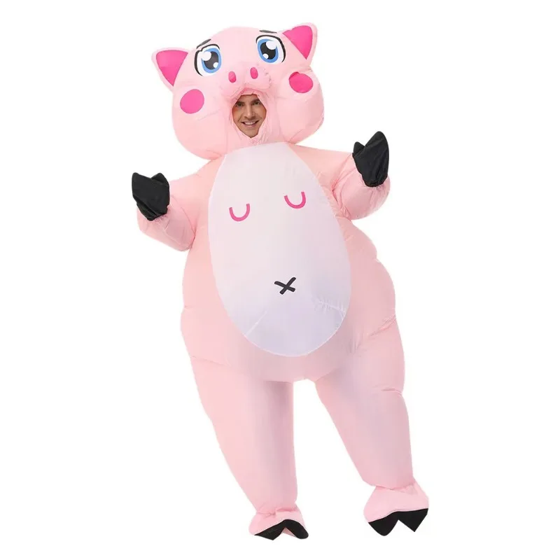 

Best Selling Funny Animal Inflatable Costume Cute Pink Pig Halloween Outfit 3D Walking