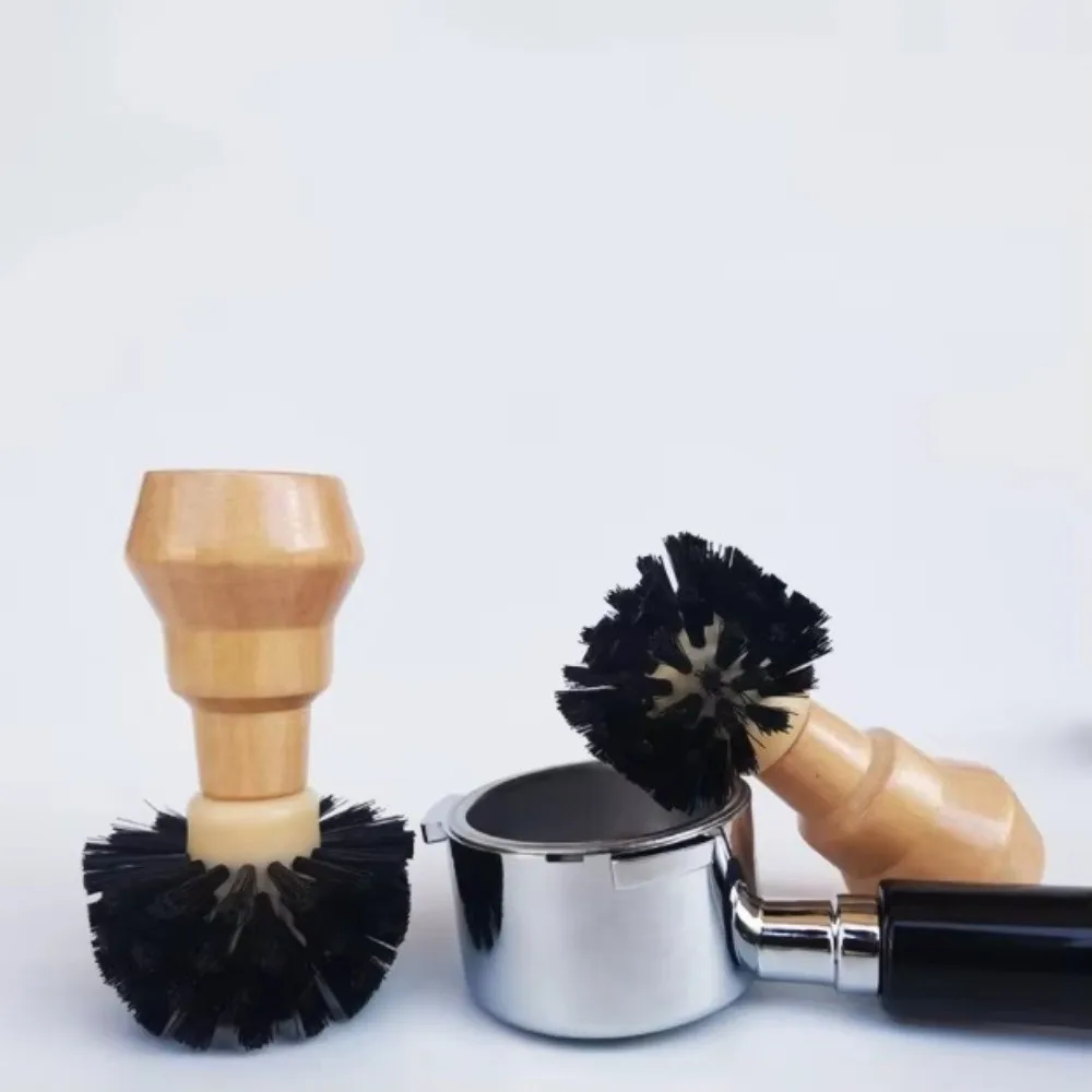 Wooden Handle Coffee Tamper Cleaning Brush Residual Powder Sweep Efficient Coffee Machine Brush Protable Professional