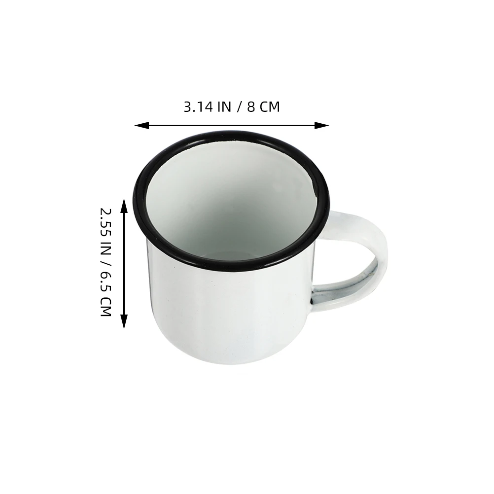 2Pcs Enamel Coffee Mug Classic Handheld Drinkware for Tea Water Juice Smoothie Office Desk Stable Non Slip Base Design