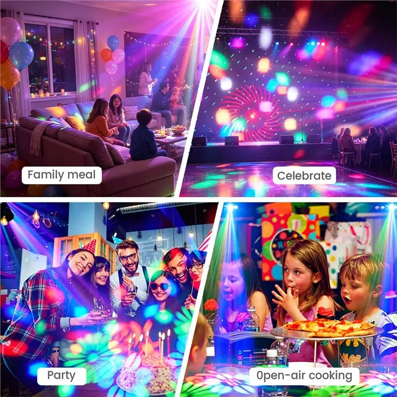 B17C Auto Mode Stage Light 6 In 1 RGB LED DJ Sound Activated Laser Strobe Effect Party Light EU Plug For Disco Club Show