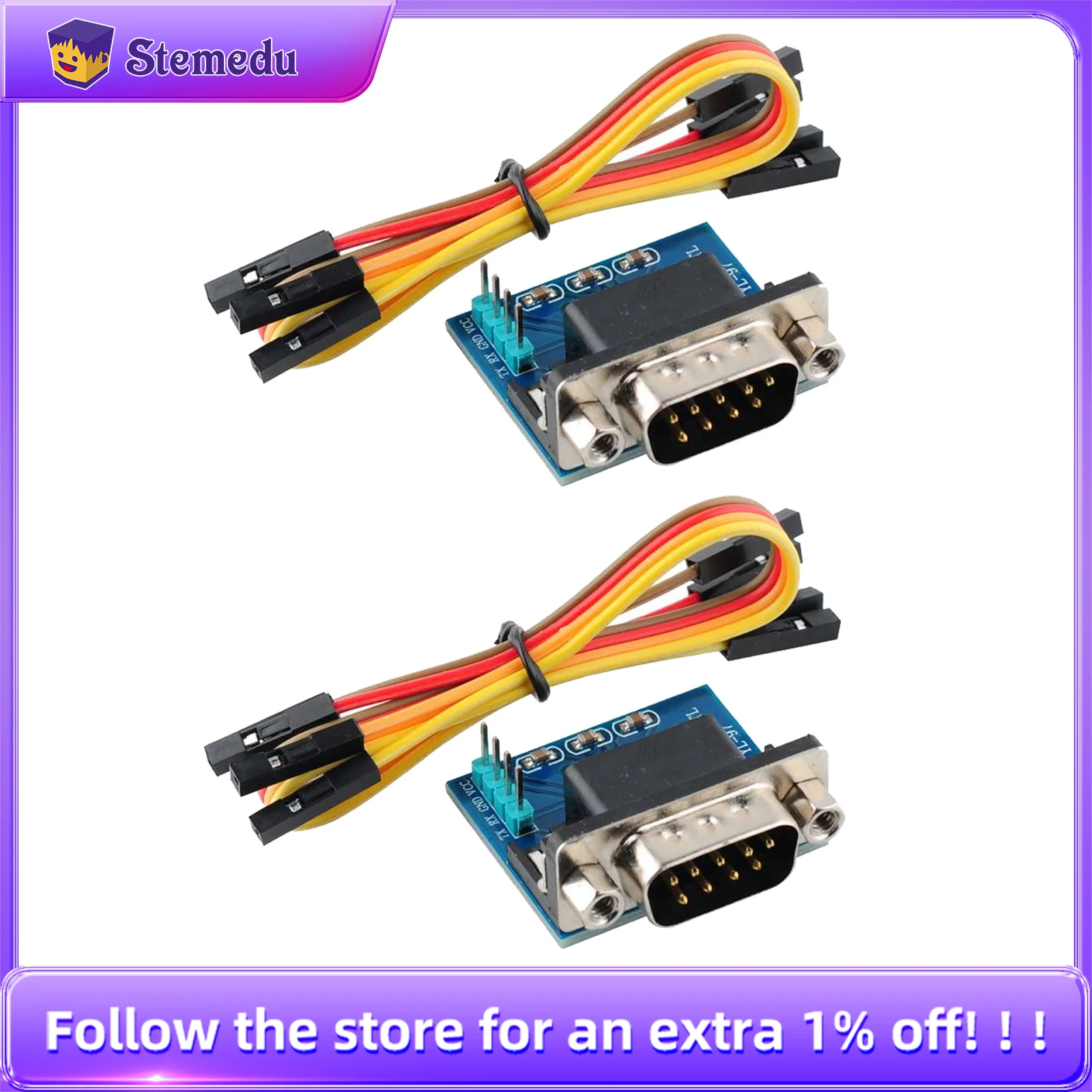 MAX3232 RS232 to TTL Serial Converter Module DB9 Male Connector for Arduino/STM32 Programming