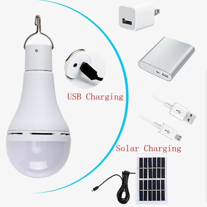 LED Solar Lamp Bulb Outdoor Waterproof Remote Control Timing Garden Hanging Light Hiking Camping Fishing Emergency Solar Lights﻿