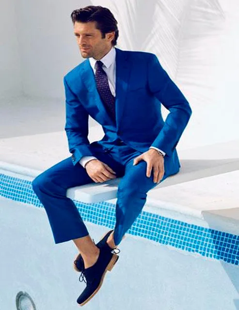 

Royal blue Suit New 2024 Latest Coat Pant Designs Custom Groom Blazer Men Suits Slim Fit Terno(Jacket+Pants)