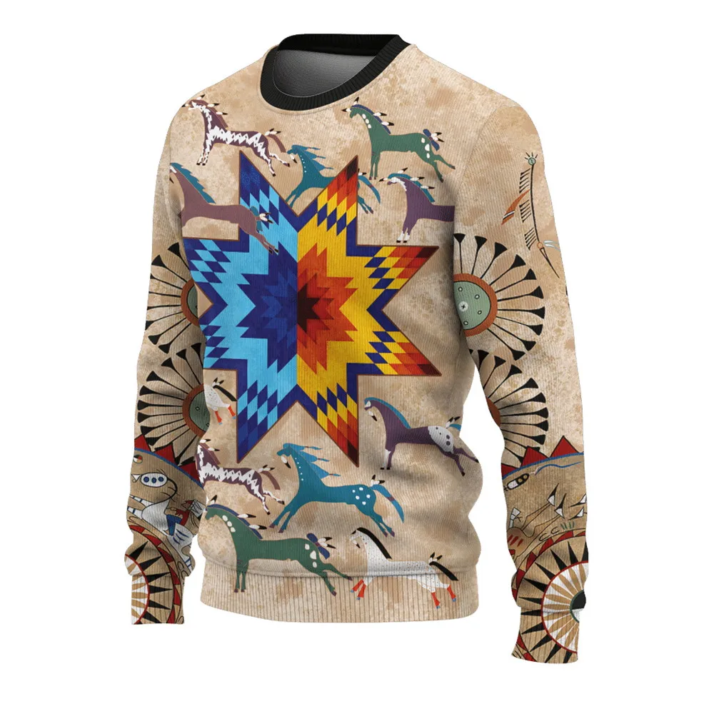 HX Indian Men Sweatshirt American Horse Star Ledger Art Patterns DIY Name 3D All Over Printed Shirt Hoodies Zipper Jacket