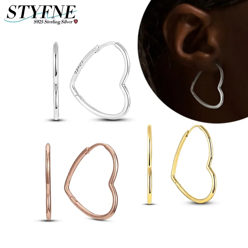 Sterling 925 Silver Three-color Playful Love Earrings Asymmetrical Heart-shaped for Women Design Versatile Niche High-end Gifts