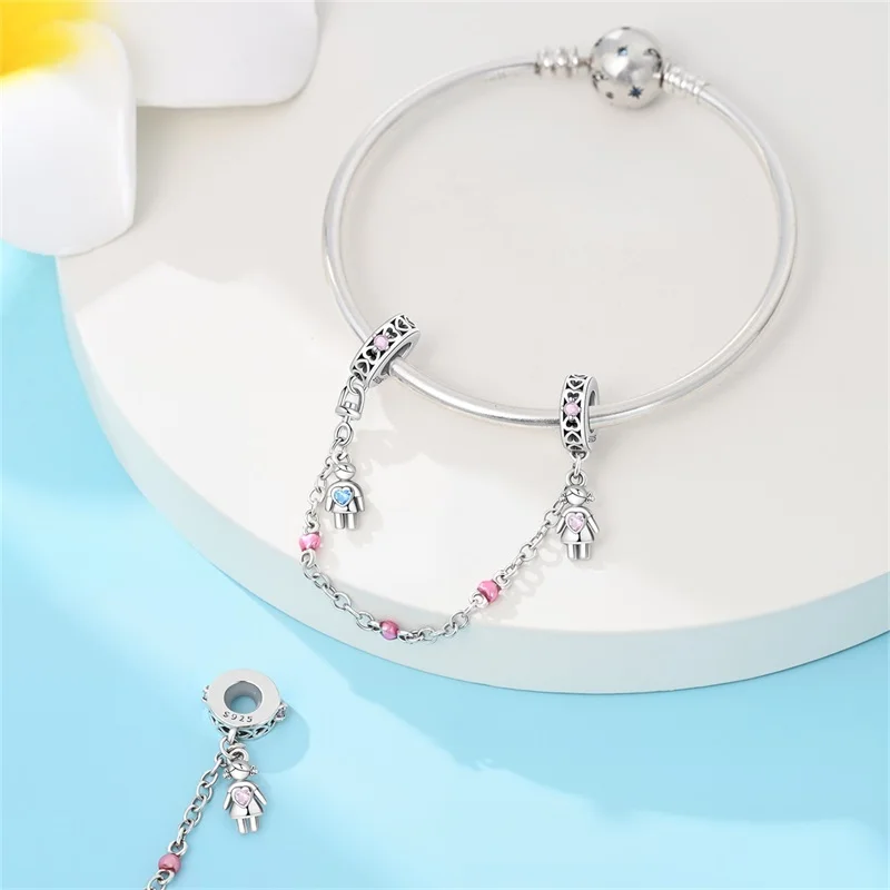 سلسلة أمان للزوجين من الفضة الإسترلينية عيار 925، مناسبة لتصميم شخصي لسلاسل المجوهرات، كهدية للنساء