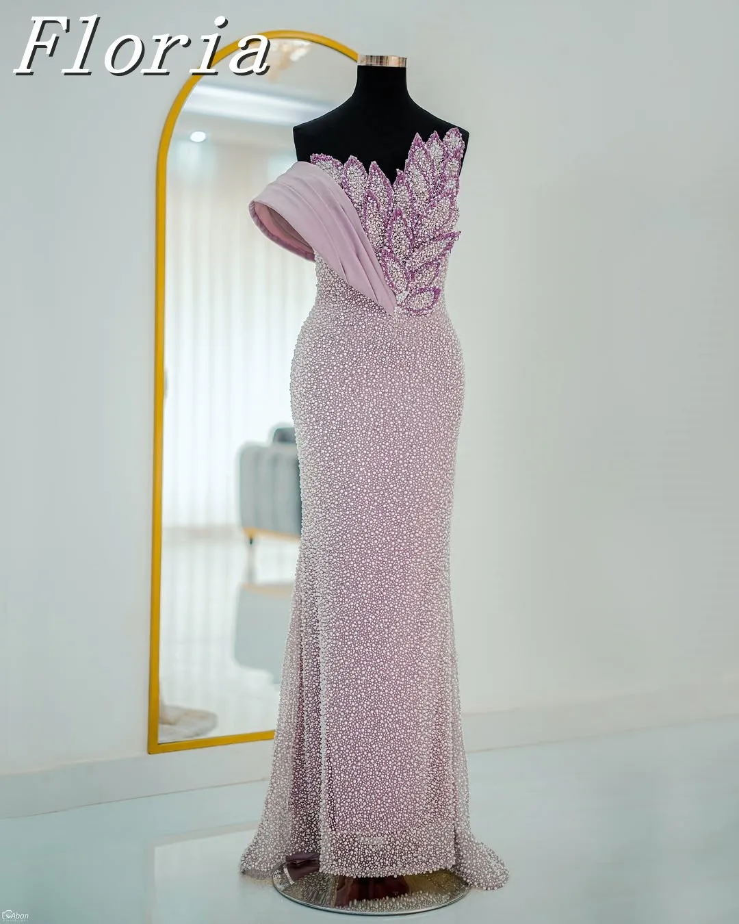 

Pink Fashion Evening Dress Mermaid Beaded Bride Pageant Party Gown for Wedding Vestidos De Novias فساتين سهرة