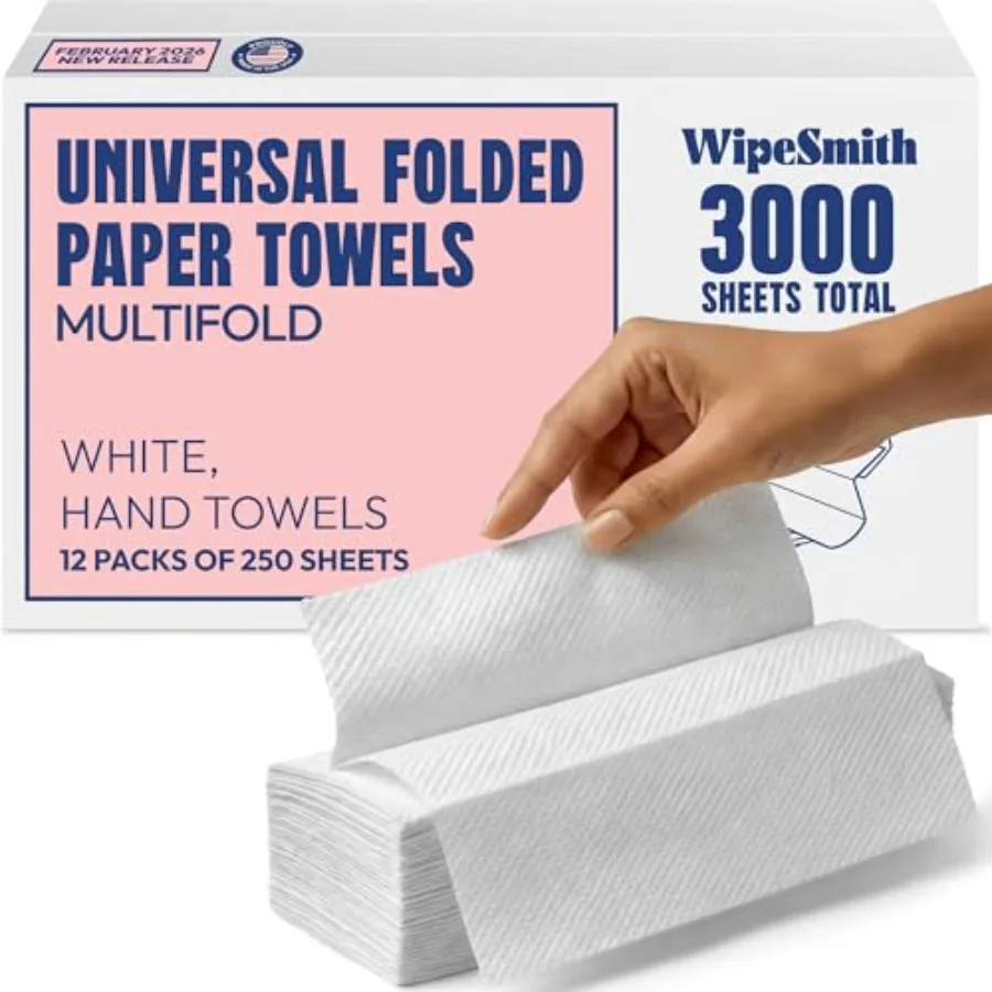 

Multifold Paper Towels Bulk - 12 Pack Case 250 Sheets/Pack 3 000 Total Highly Absorbent Recycled Disposable Hand Towels for Bat