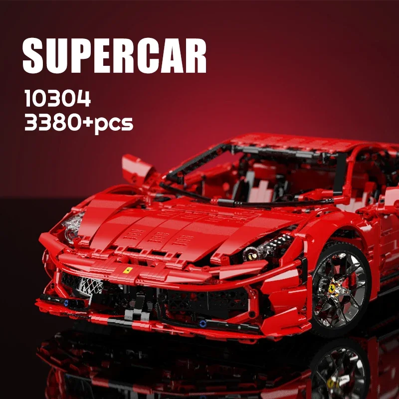 

3380PCS Red Supercar Building Blocks Assembled Model Children's Car Assembled Toys Boys Birthday Gift Christmas Gift