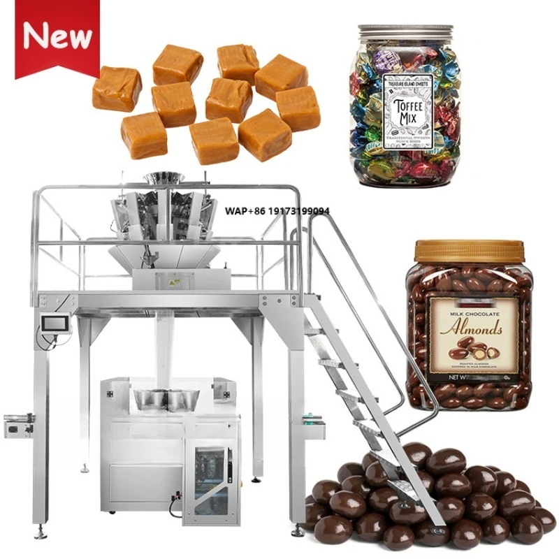 Fully Automatic Glass Jar Plastic Bottle Filter Granule Toffee Soft Candy  Jelly Bean Gummy Candy Food Snack Filling Machine