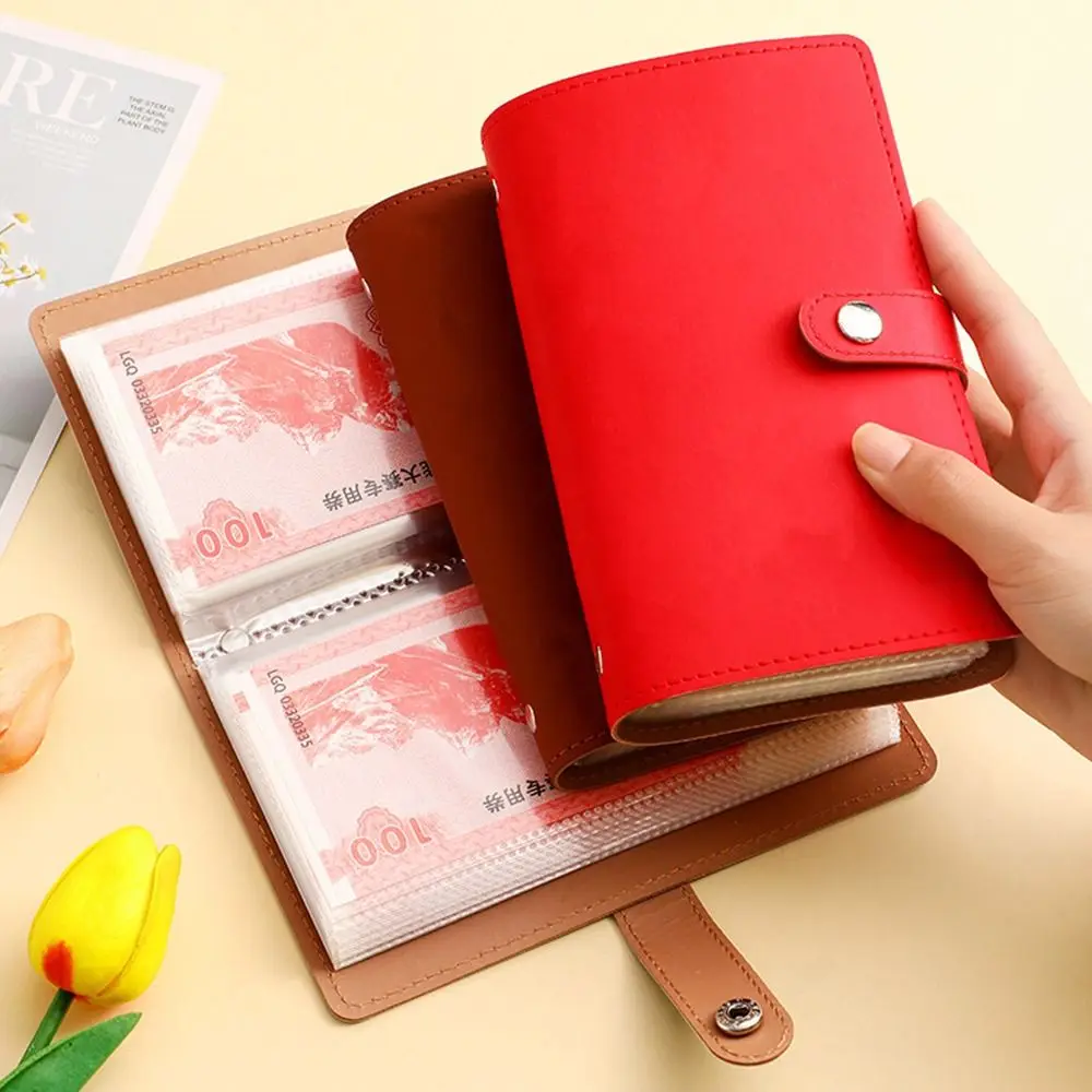 Save Money 100 Envelopes Money Saving Challenge Large Capacity PU Money Collection Book Waterproof Reusable