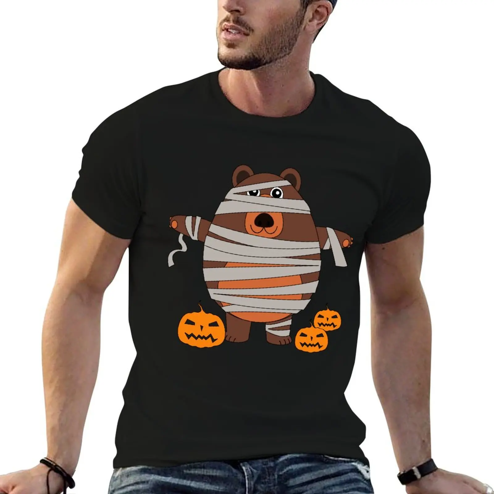 shirts Mummy Gift Cute Animal Design 100% Christmas Scary Bear man Pumpkin t Halloween Idea T-Shirt cotton