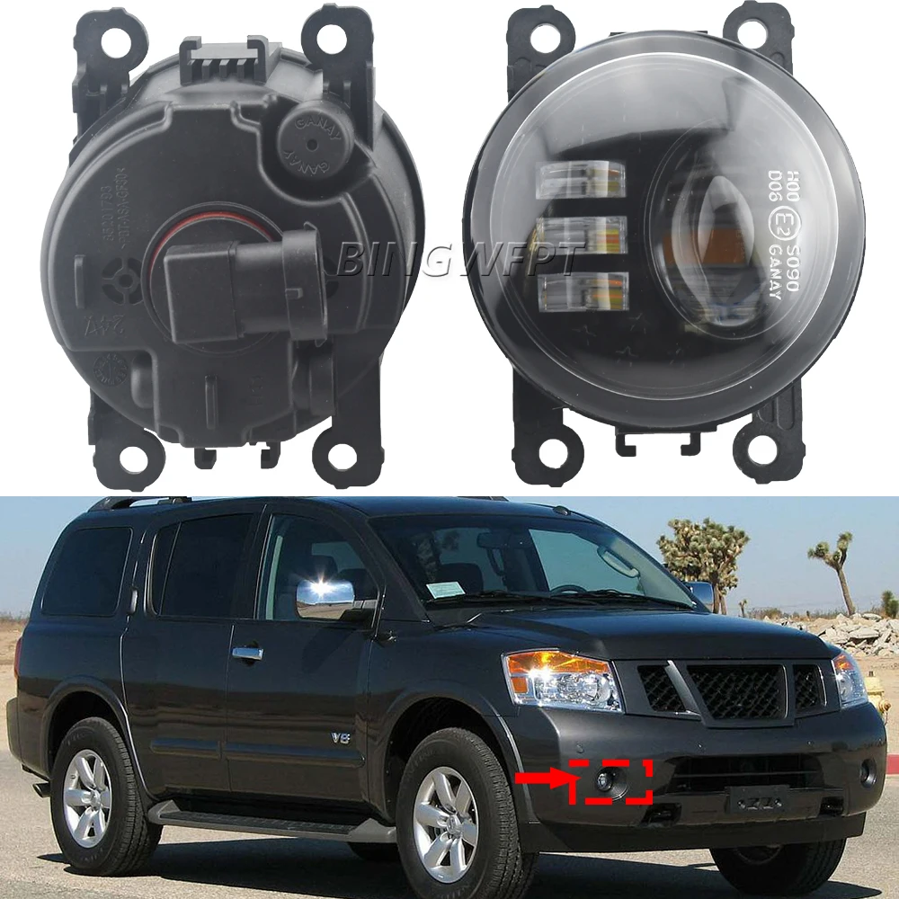 1Pair Double Led DRL 12V For Nissan Armada WA60 2008 2009 2010 2011 2012 2013 2014 2015 Fog Lights Assembly Lamp Lens Day Light