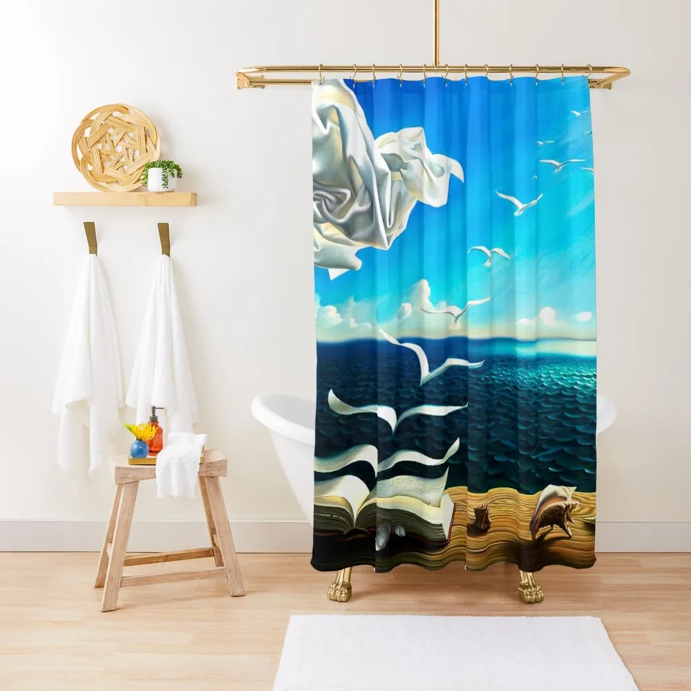 

Book to birds: Vintage Fantasy Surreal Print by Dali Shower Curtain Shower Set Transparent Bathroom Shower Curtain