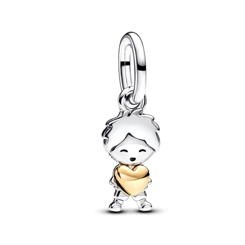 Happy Boy & Girl Embracing Love Pendant Little Boy & Girl Charm Beads DIY Women Jewelry Fit Original 925 Silver Pandora Bracelet