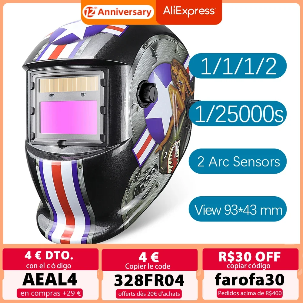 Casque de soudage solaire à obscurcissement automatique, tête de mort, gamme réglable, masque électrique, MIG, MMA, TIG, MAG