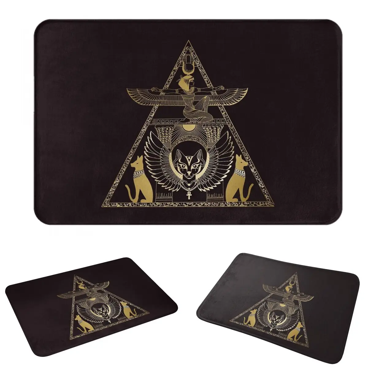 Bastet Egyptian Cat Goddess Ancient Anti-slip Doormat Floor Mat Cushion Carpet Rug for Kitchen Entrance Home Balcony Footpad Mat