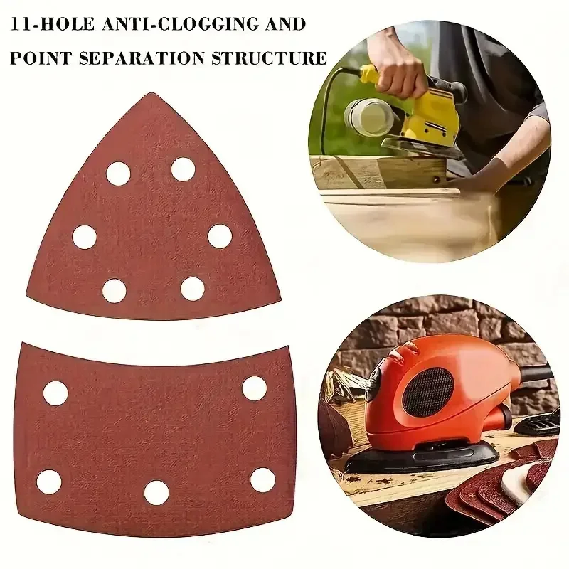 10/20/30Pcs 105 x 150 mm Triangular Sandpaper Hook Loop Sanding Disc 11 Holes Assorted 40-320 Grits for Polishing Wood Metal