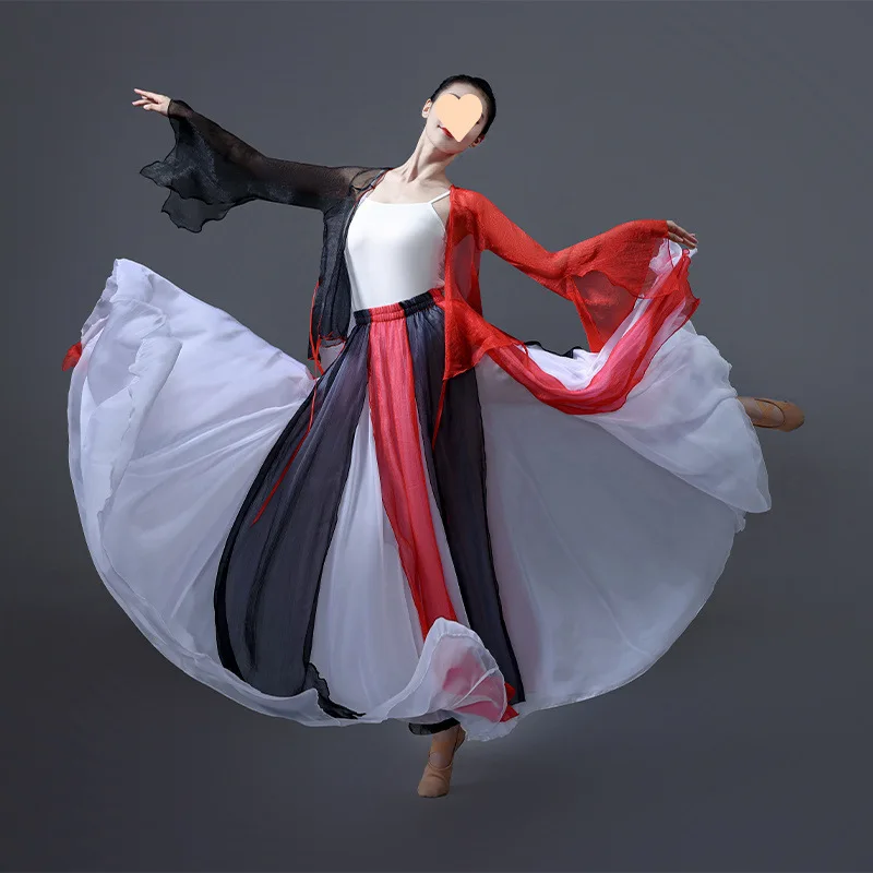 ملابس الرقص الكلاسيكية الجديدة ملابس الشاش النسائية تنورة الرقص الصينية سوينغ أداء ملابس ممارسة الرقص