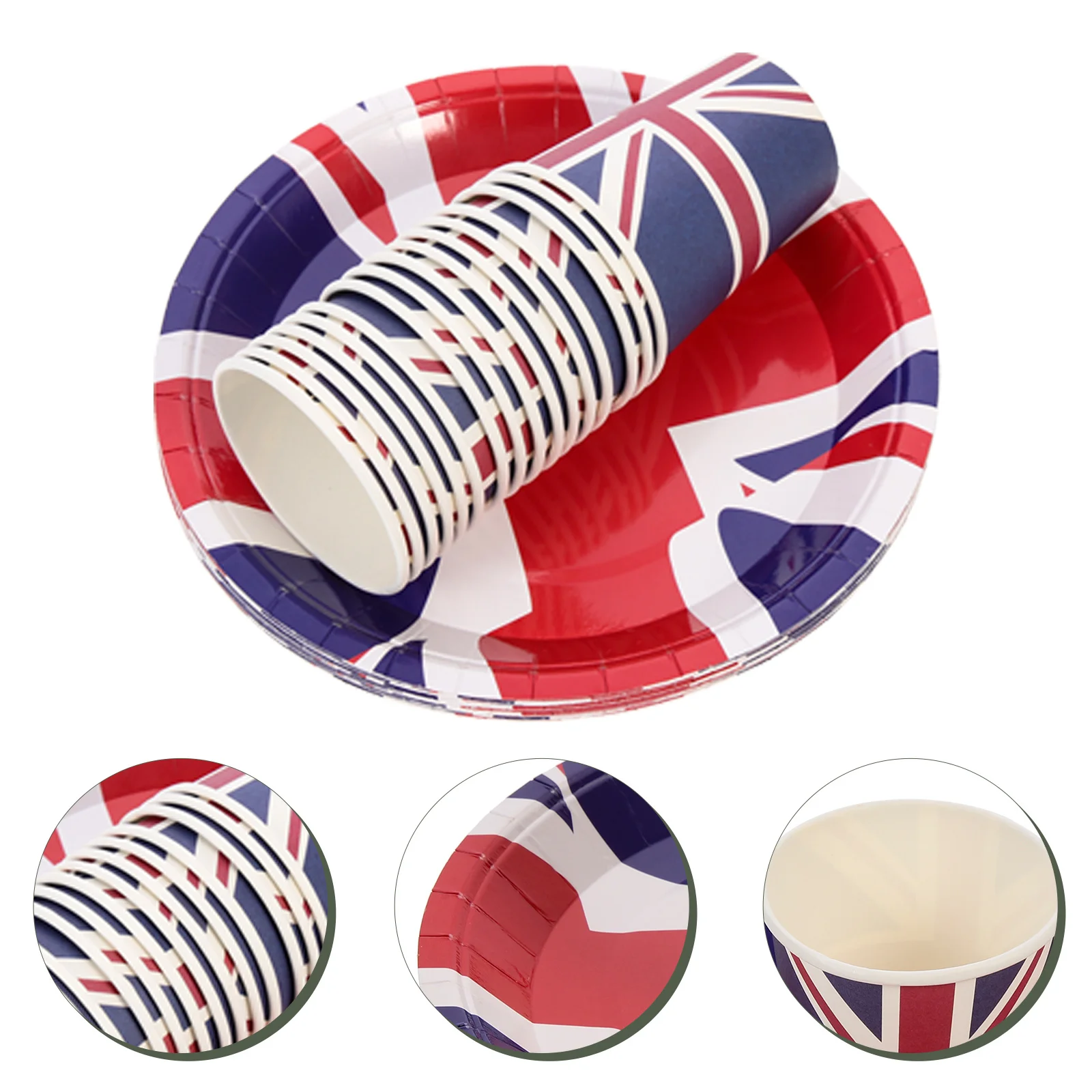 

1Set Uk Flag Paper Plates and Cups Party Disposable Tableware British Paper Cups Wedding Birthday Banquet Food Serving Plates