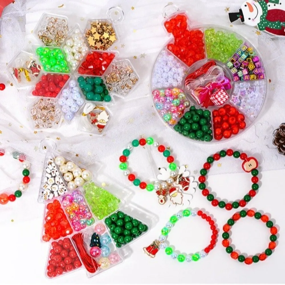 Multi-Color Christmas Beading DIY Kit Complete Supplies Entry-level Bracelet Necklace Making Snowflake Shaped Handmade