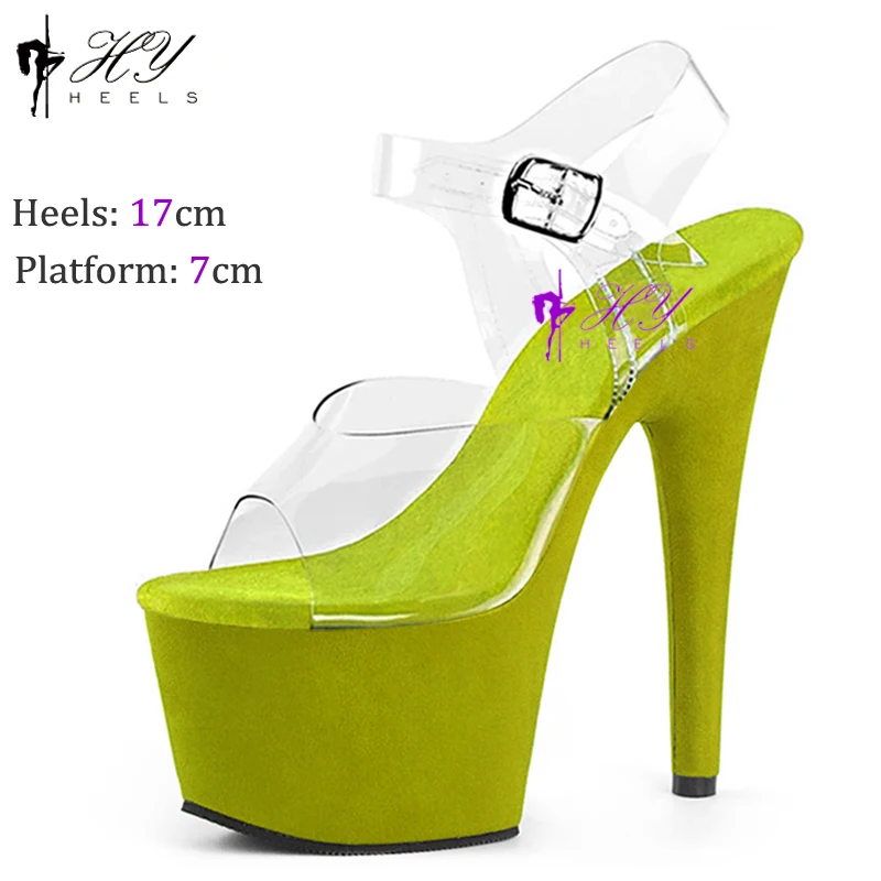 Sexy Fetish 7 Inches Peep Toe Pole Dance Shoes Dress Platform Sandals 17cm Women Stripper Models Show Nightclub Exotic Shoes