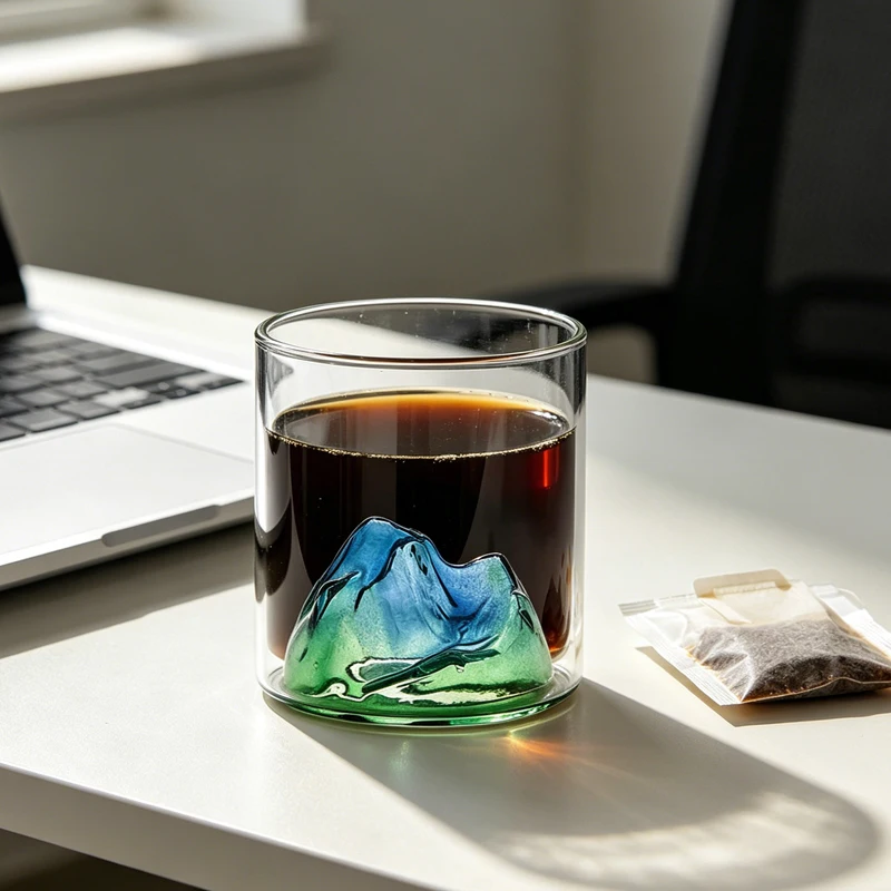 180ml/320ml Iceberg Cup Multiple Colored Glass Cups Creative Whiskey Glass Mountain View Mug High End Coffee Cup Water Bottle