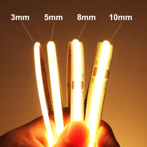 3mm 5mm COB LED 스트립 12V 24V 디밍이 가능한 3000K 4000K 6000K 고밀도 유연한 LED 조명 홈 장식 RA90 LED 스트립 조명