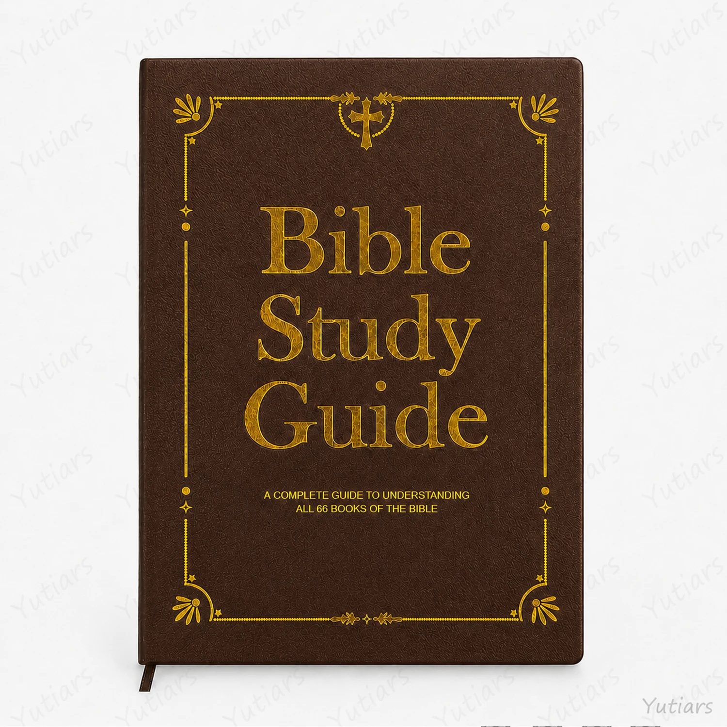 66 Livres : Guide d'étude biblique avec couverture en PU doré, Cahier de prières structuré à pages vierges, Dévotion quotidienne, Cadeau religieux pour les fêtes
