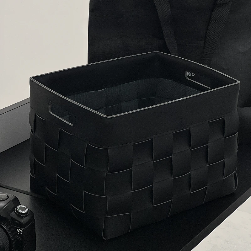 High-grade Saddle Leather Clothing Storage Box Luxury Cloakroom Woven Basket Multi-functional Bedroom Underwear Storage